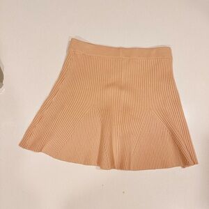 MABLE// Ribbed Flared Knit Skirt - Tan